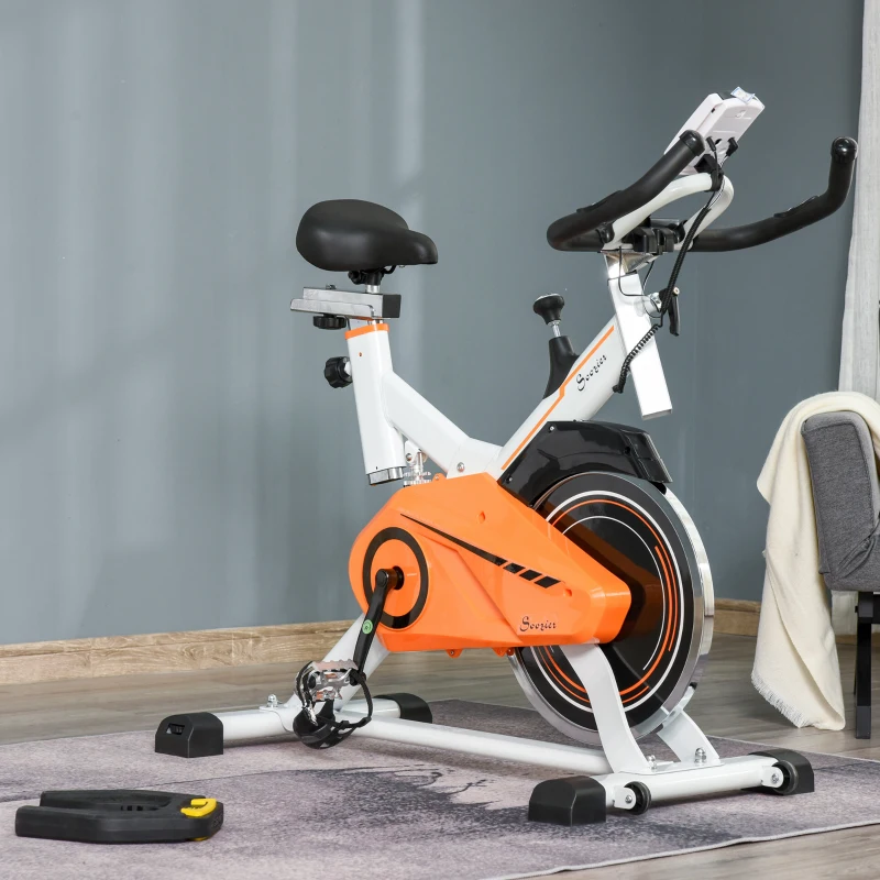Soozier Exercise Bike, Indoor Cycling Stationary Bike, Belt Drive with Comfortable Cushion, Heart Rate, Adjustable Seat and Handlebar, LCD Monitor for Home Gym Cardio Workout