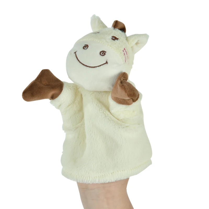 Qaba Baby Rocking Horse, Plush Animal Rocker for Toddlers Aged 18-36 Months, Stuffed Ride Toy with Hand Puppet, Sounds, Seat Belt, Brown