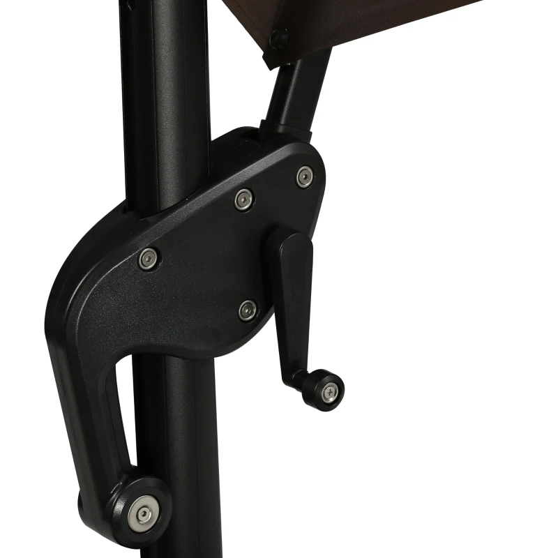 Outsunny 10' Hanging Tilt Offset Cantilever Patio Umbrella with 6-Level Adjustable Angle, Base Stand, UV Fighting Canopy, & 360° Rotation, Coffee