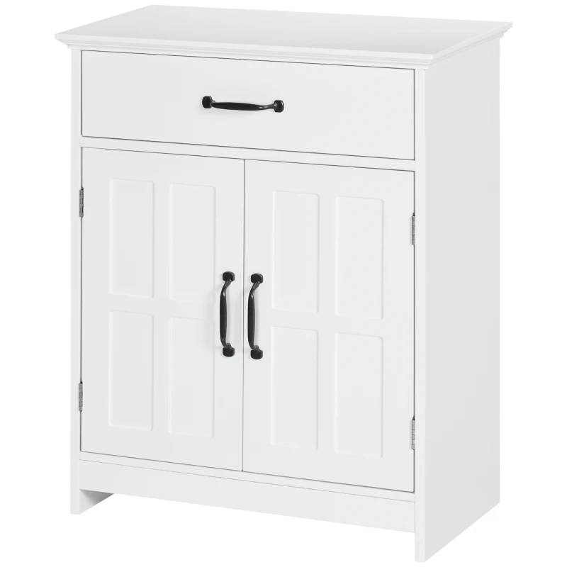 kleankin Bathroom Storage, Bathroom Cabinet with 2 Doors, Adjustable Shelves for Living Room Kitchen, 23.6"x11.8"x29.5", White