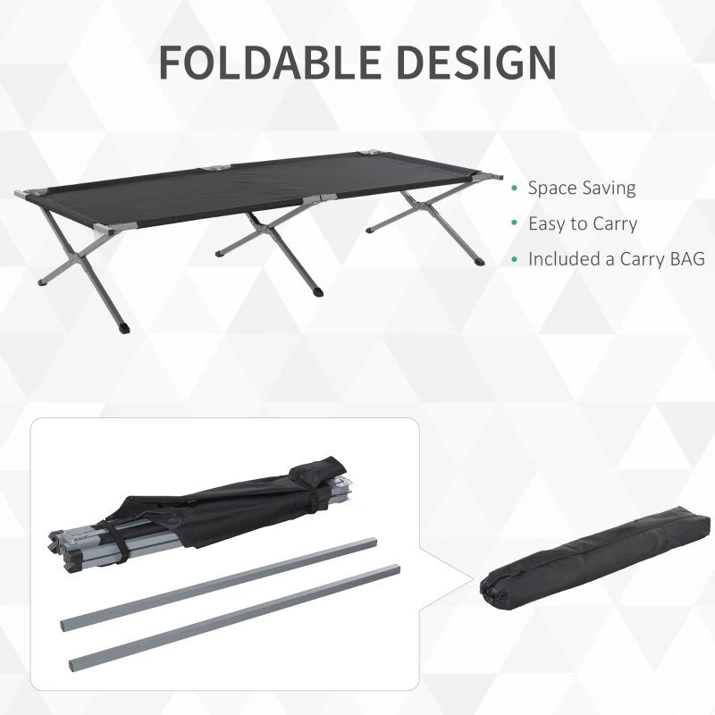 Outsunny Folding Camping Cot Portable Outdoor Sleeping Bed w/ Carrying Bag Black