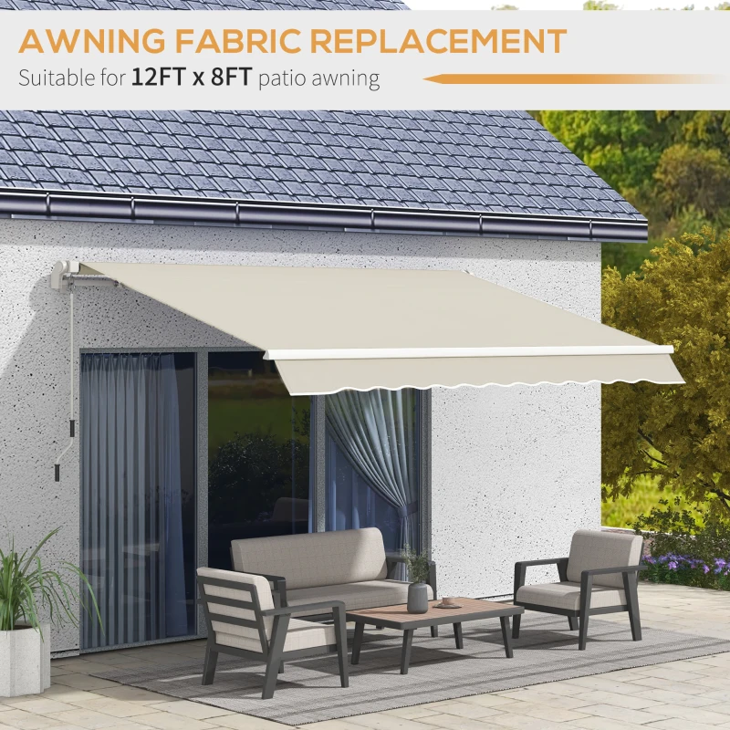 Outsunny 11' x 8' Outdoor Sunshade Canopy Awning Cover, Retractable Awning Fabric Replacement, UV Protection, Cream White