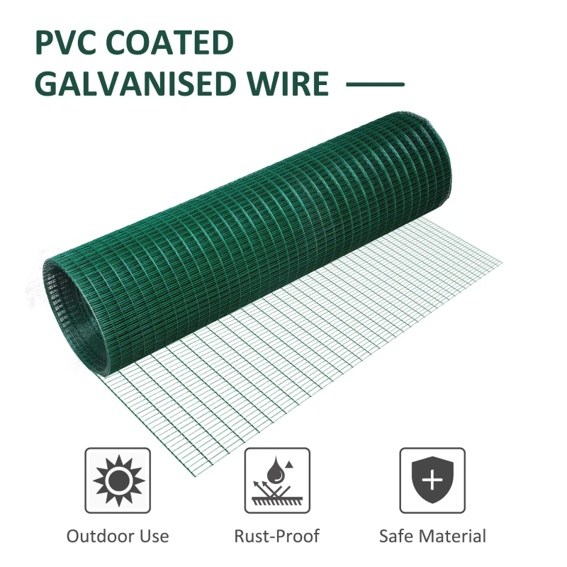 PawHut Chicken Wire Fencing 98' x 3', 1" x 0.5" Rectangle Chicken Wire for Crafts Garden Poultry, Metal Hardware Cloth Netting for Chicken Coops, Rabbit Cage, Dark Green