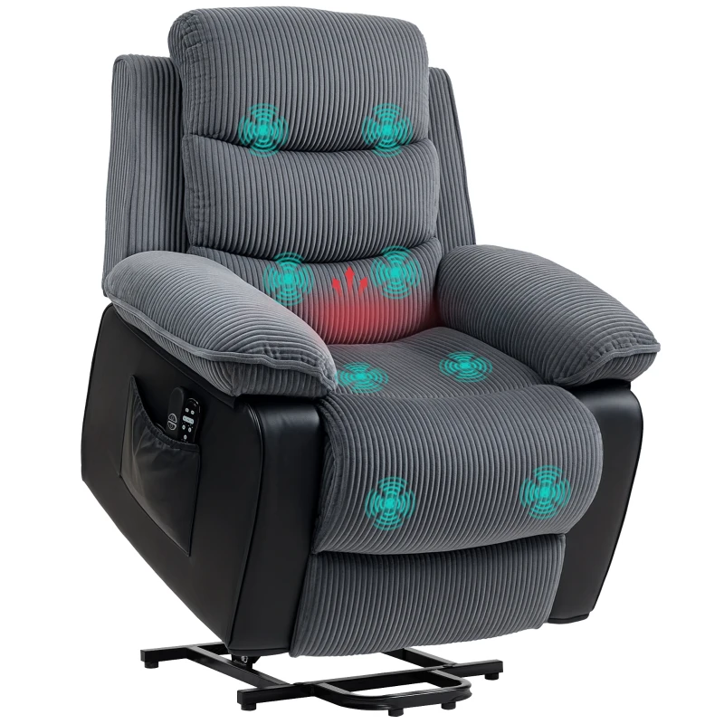 HOMCOM Power Lift Recliner Chair with Massage and Heat for Elderly, Electric Lift Chair with Remote Controllers