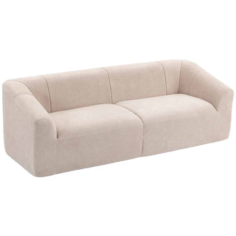 HOMCOM 3 Seater Sofa, Chenille Boneless Cloud Couch with Spring Cushion, Wide and Deep Seat, Beige