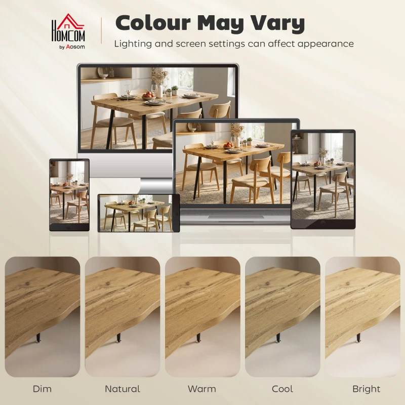 HOMCOM Dining Table Modern Nordic Kitchen Table Seats 4 People Thick Curved Tabletop Oak Grain Black 43.3" x 27.6" x 29.5"