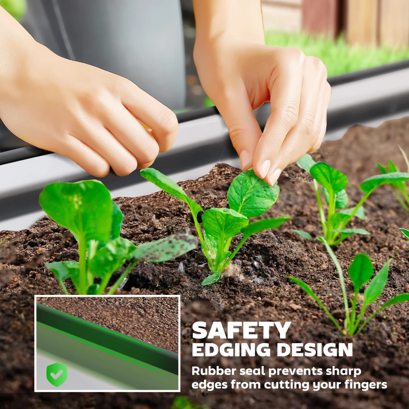 Outsunny 7' x 3' x 1' Raised Garden Bed Set, 2PCS Raised Beds for Gardening with Metal Plant Stakes, Silver