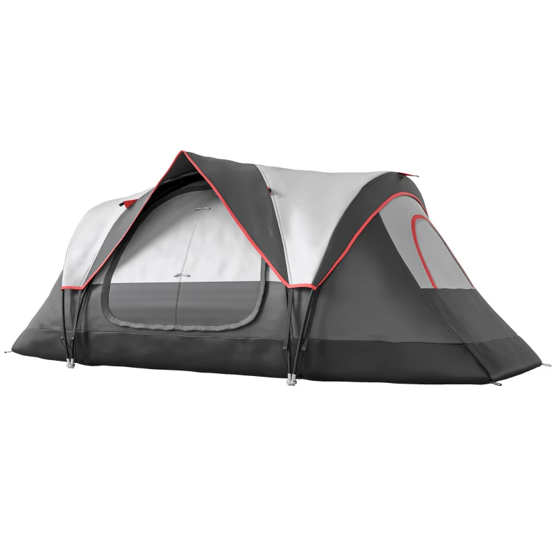 Outsunny Camping Tent for 6 Man with 2000mm Waterproof Rainfly and Carry Bag for Fishing Hiking Festival, Dark Grey
