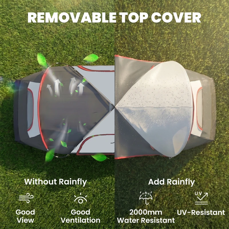 Outsunny Camping Tent for 6 Man with 2000mm Waterproof Rainfly and Carry Bag for Fishing Hiking Festival, Dark Grey