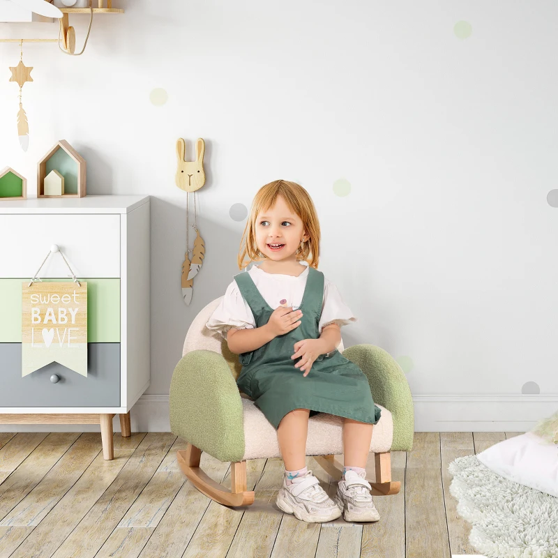 Qaba Kids Sofa, Rocking Toddle Sofa Chair, Gift for 18-36 months, Green