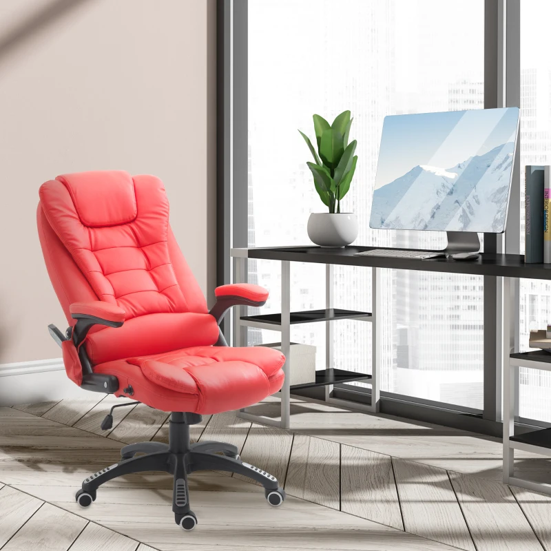 HOMCOM Adjustable Heated Ergonomic Massage Office Chair Swivel Vibrating High Back Faux Leather Executive Chair