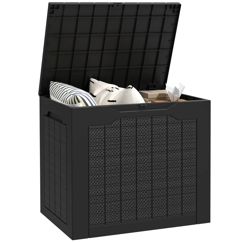 Outsunny 30 Gallon Deck Box, Resin Outdoor Storage Box with Handles, Waterproof and UV Resistant Storage Container