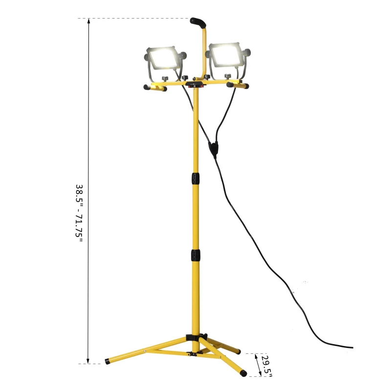 HOMCOM 8,000 Lumen LED Work Lights Dual Head Weather Resistant with Tripod Stand