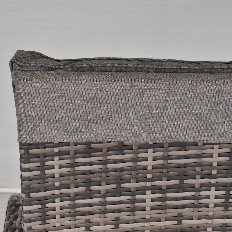 Outsunny 3 PC Rattan Wicker Conversation Patio Set with Side Coffee Table and Adjustable Backrest, Grey