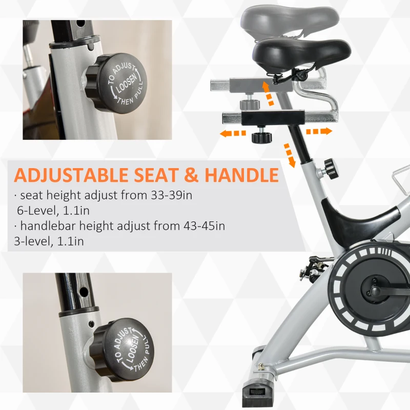 Soozier Exercise Bike, Indoor Cycling Stationary Bike, Belt Drive with Heart Rate, Adjustable Seat and Handlebar, LCD Monitor for Home Workout