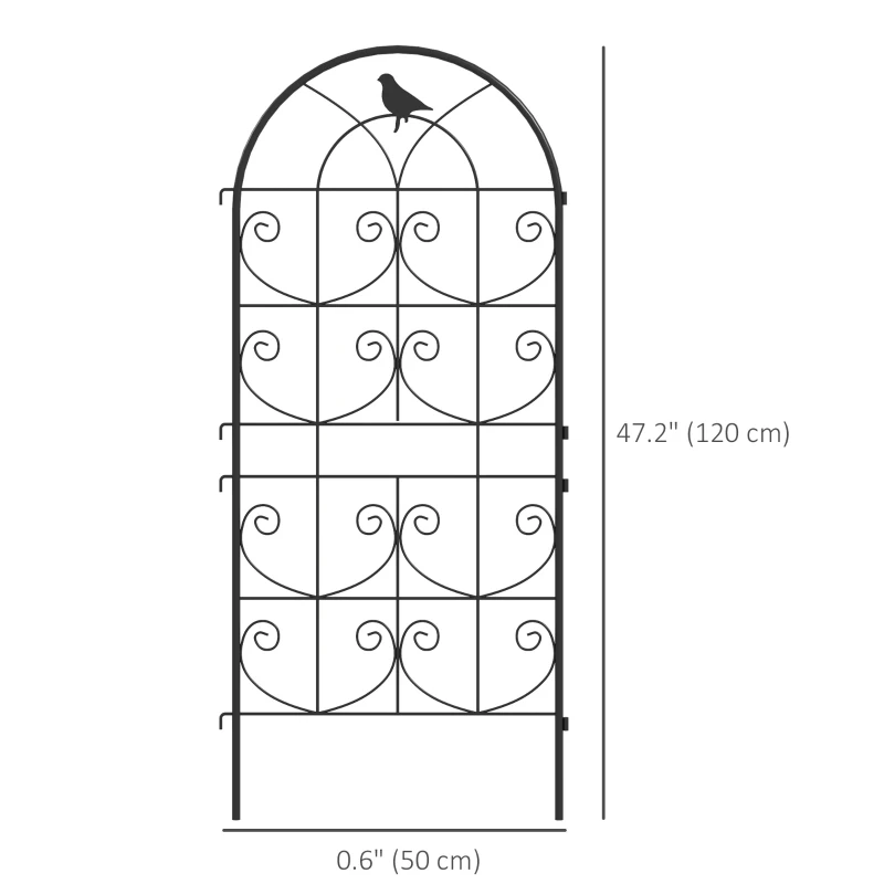 Outsunny Set of 2 Metal Garden Trellis, Decorative Trellis Panels, Bird Design, 120 x 50 cm, Black
