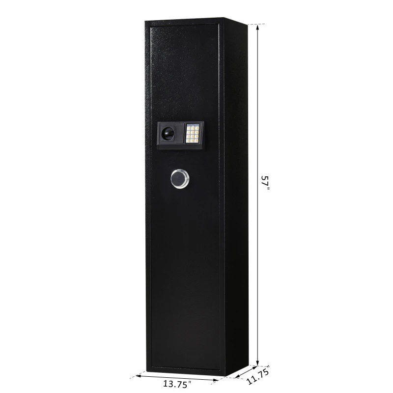 HomCom 56" Steel Electronic 5 Rifle Gun Security Cabinet w/Digital Keypad, Keys,Padded Interior- Black