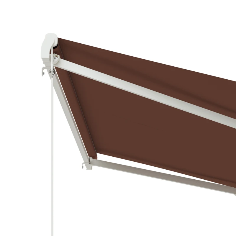 Outsunny 10' x 8' Electric Awning, Retractable Awning Sun Shade Shelter with Remote Controller, Manual Crank Handle and Aluminum Frame, for Deck, Balcony, Yard, Coffee