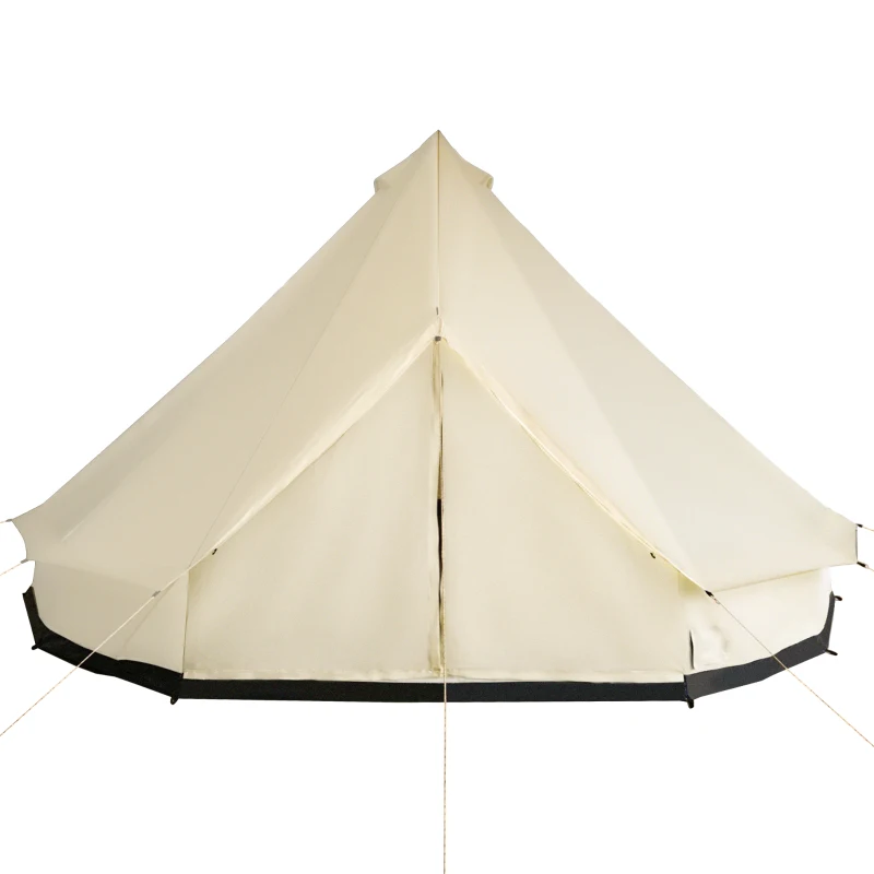 Outsunny 16.4' Large Family Teepee Tent Canvas Bell Tent Camp Shelter for Camping Hunting Beige