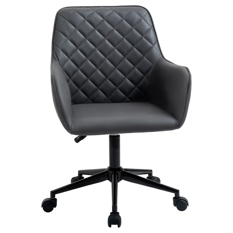 Vinsetto Mid Back Modern Home Office Chair Swivel Computer Desk Chair with Adjustable Height, Microfiber Cloth, Diamond Line Design, and Padded Armrests, Dark Gray