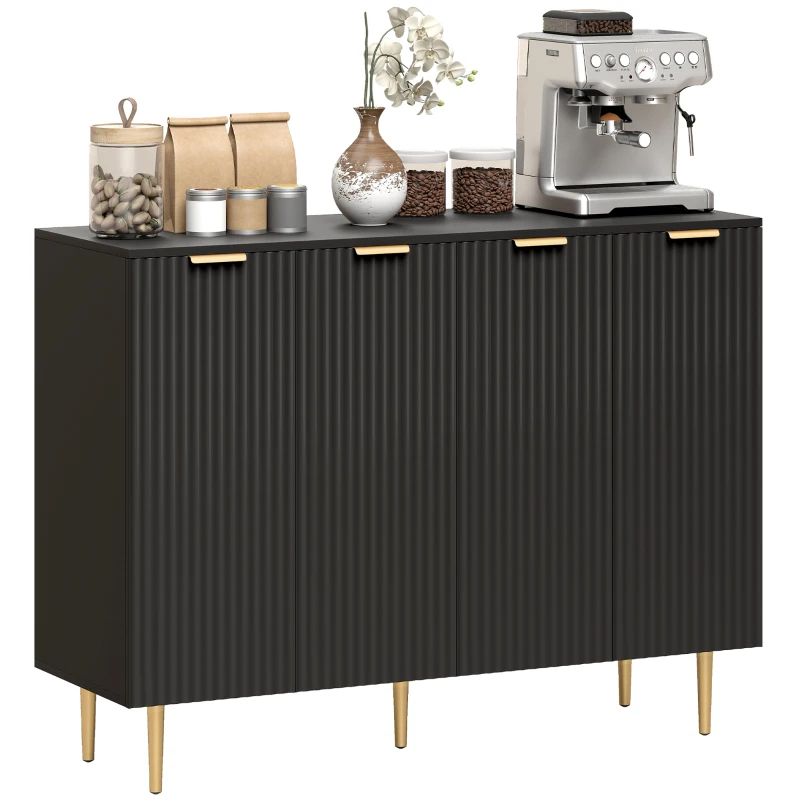 HOMCOM Modern Kitchen Storage Cabinet, Sideboard Buffet Cabinet with Adjustable Shelves for Hallway, Black