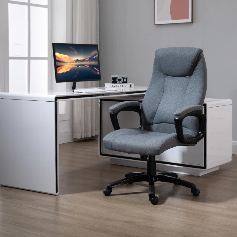 Vinsetto Fabric Home Office Chair, Computer Desk Chair with Tilt Function, Executive Chair with 360° Swivel, Adjustable Height, Padded Armrests and Headrest, Gray