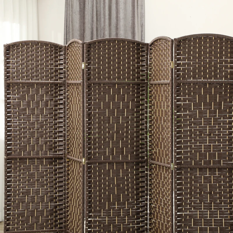 HOMCOM Folding Room Divider Screen 6 Panel 6' Tall Privacy Screen Freestanding Wood Partition for Home Office, Brown