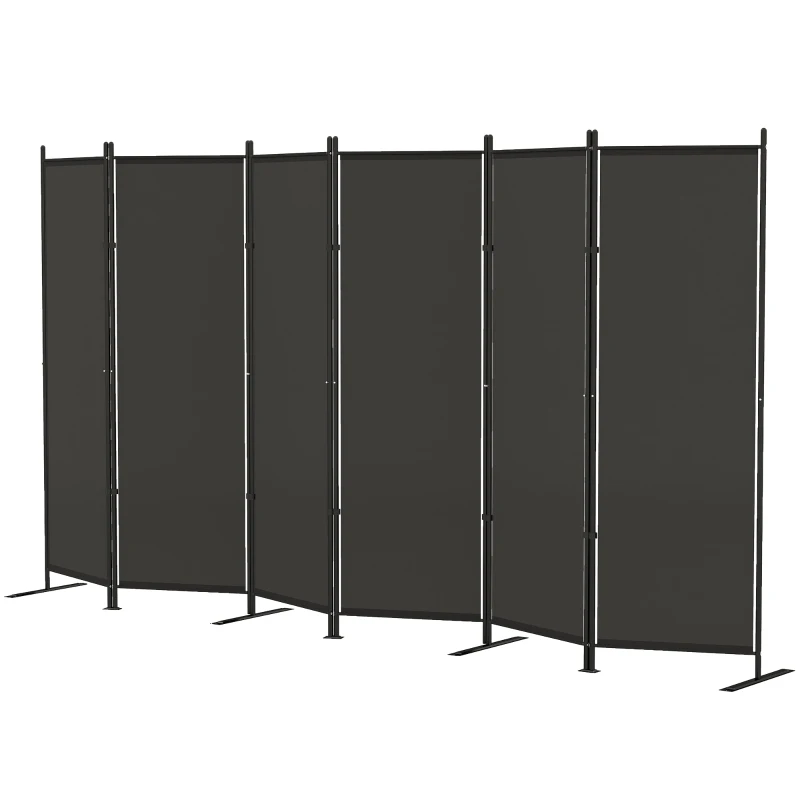 HOMCOM 6 Panel Room Divider, 6 Ft Folding Privacy Screen, Portable Freestanding Partition Wall Divider, Charcoal Grey