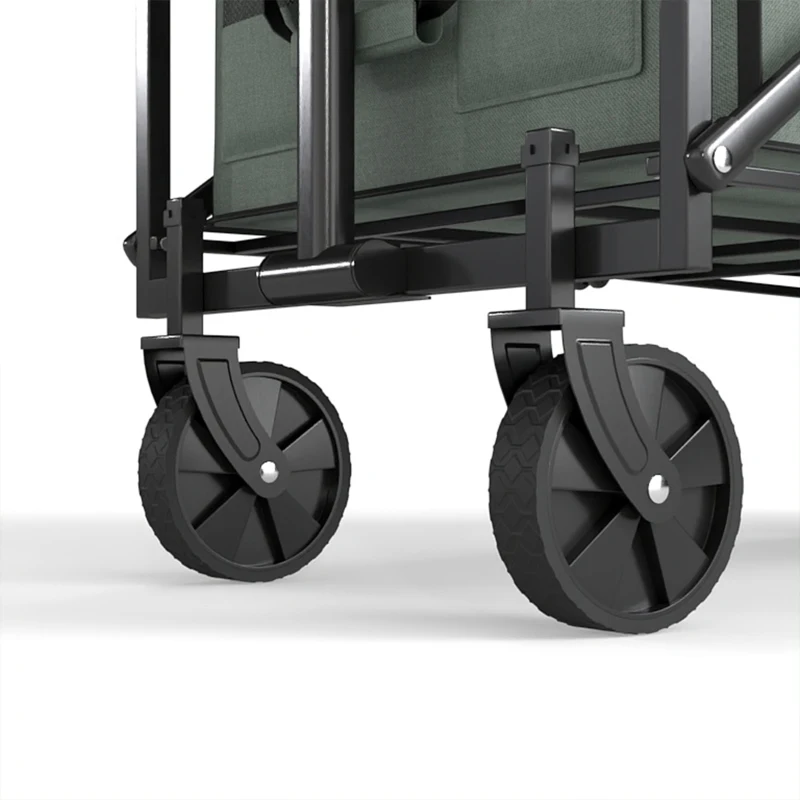 Outsunny Wagon Cart Foldable, Collapsible Wagon Cart with Removable Liner, Handle, Wheels, 72L & 198 LBS Capacity, Green