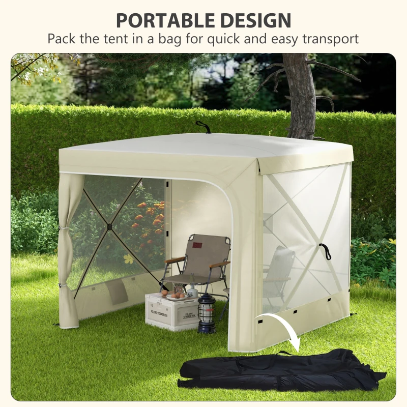 Outsunny 7' x 8' Pop Up Canopy Tent, Camping Tent Sun Shade Shelter with Curtains, Nettings and Carrying Bag, UV-Resistant