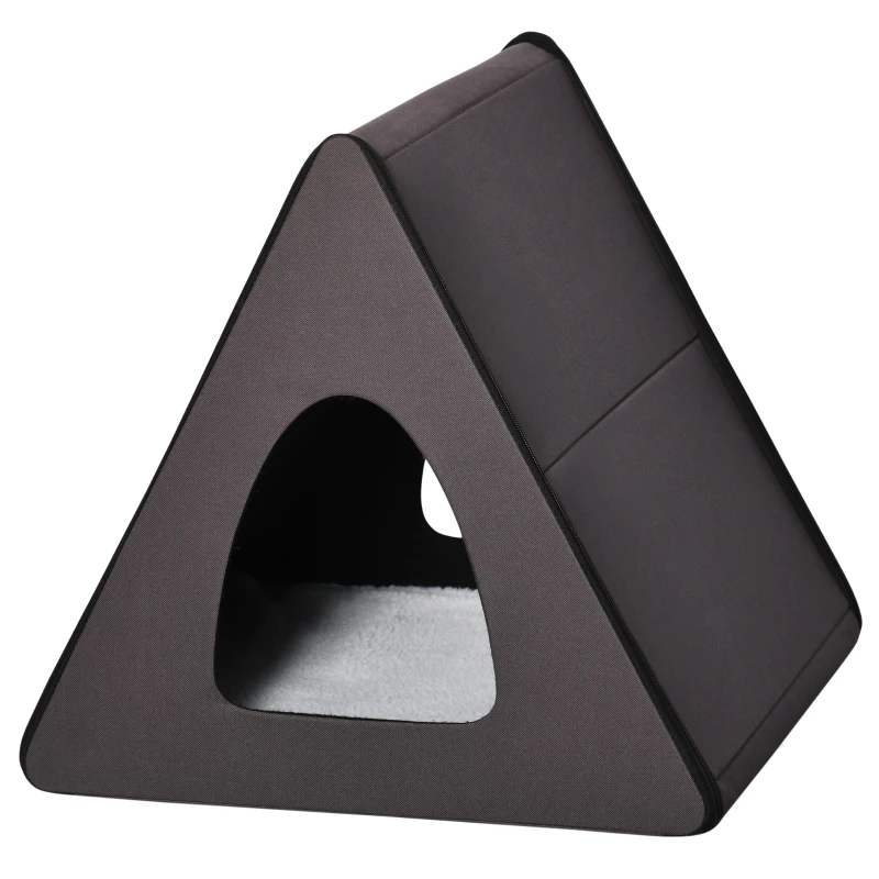 PawHut Heated Cat House A-Frame Pet Shelter with Zippered Water-resistant Roof for Indoor and Outdoor