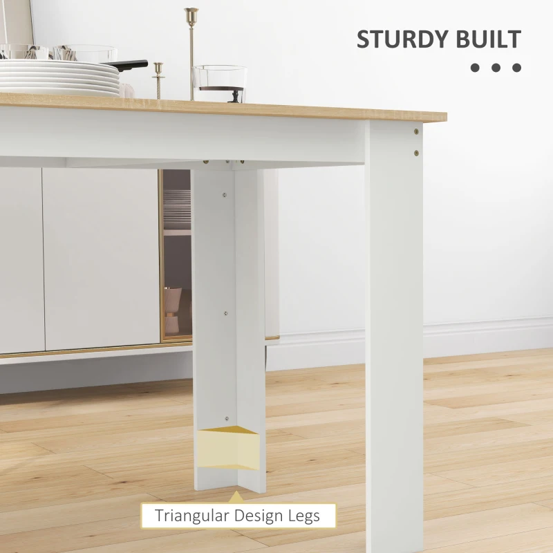 HOMCOM 47" Dining Table for 4-6 People, Modern Rectangular Kitchen Table for Dining Room, Living Room, Oak and White