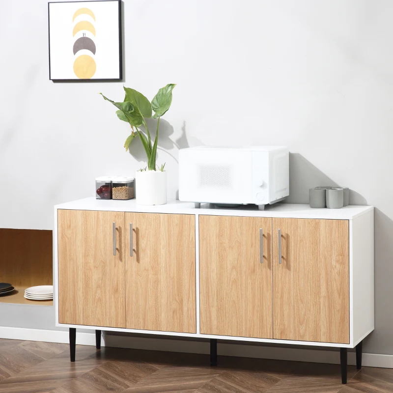 HOMCOM Modern Sideboard, Buffet Cabinet, Console Table with Adjustable Shelves, Anti-Topple Design, and Large Countertop, Natural