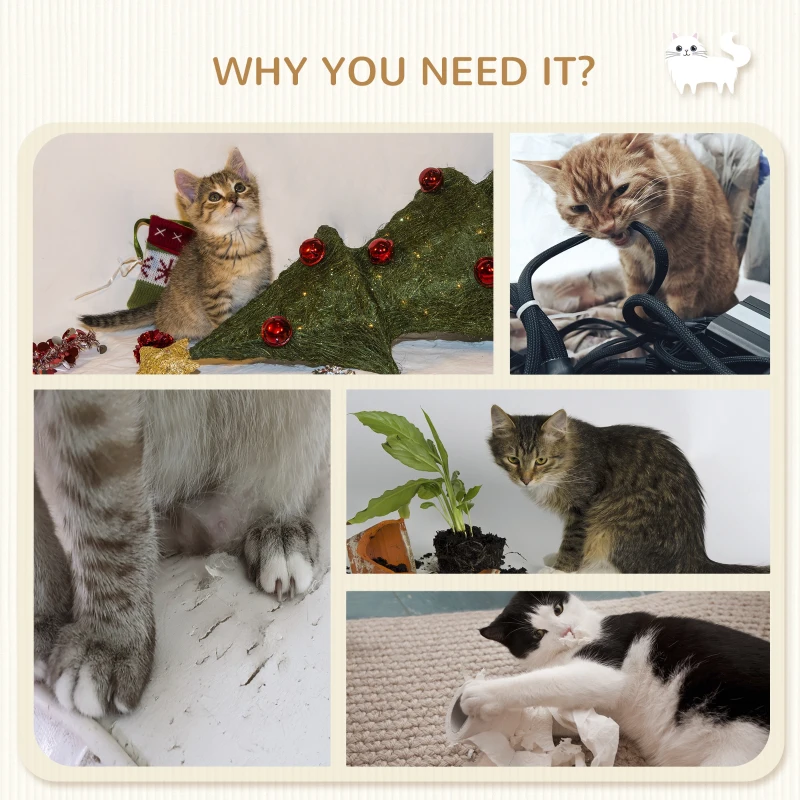 PawHut 3 PCs Cat Wall Climber with Scratching Post, Ladder, Perches, Cloud-Shaped Cat Shelves, Beige