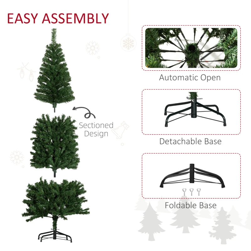 HOMCOM 6 FT Artificial Christmas Tree Pencil Xmas Tree with Stand, 618 Tips, Holiday Home Indoor Decoration for Party, Green