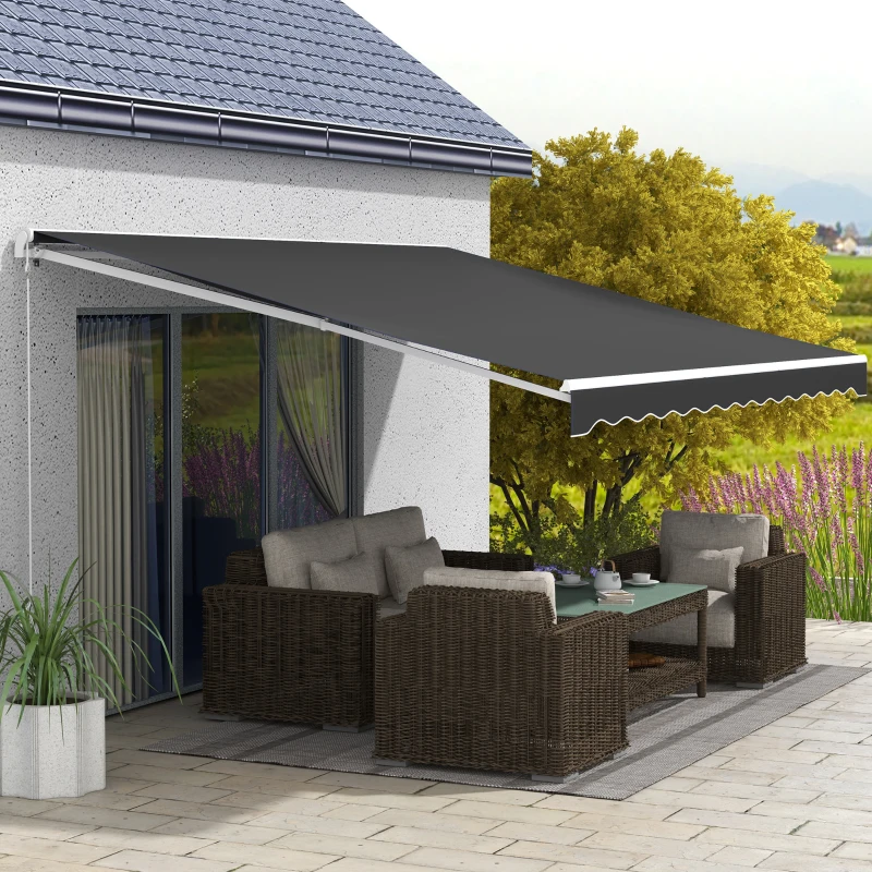 Outsunny 16' x 10' Electric Awning, Retractable Awning, Black
