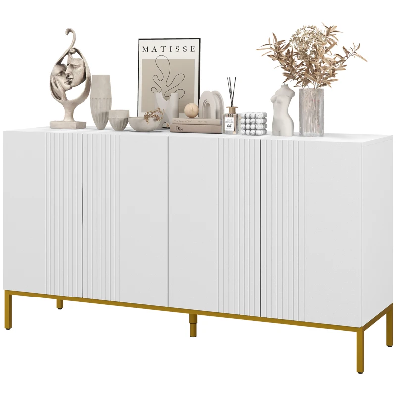 HOMCOM Sideboard Storage Cabinet with Adjustable Shelves, Soft-Close Doors, Kitchen Buffet Cabinet for Dining Room, White