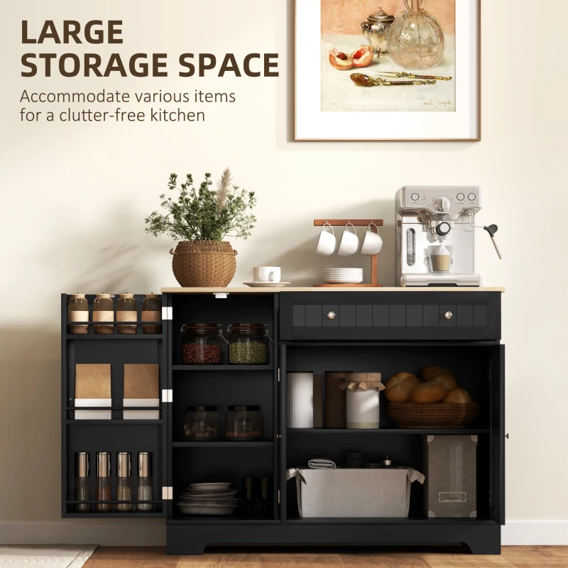 HOMCOM Modern Sideboard Cabinet, 41" Kitchen Buffet Cabinet with Drawer, Adjustable Shelf, 3 Doors for Dining Room, Black