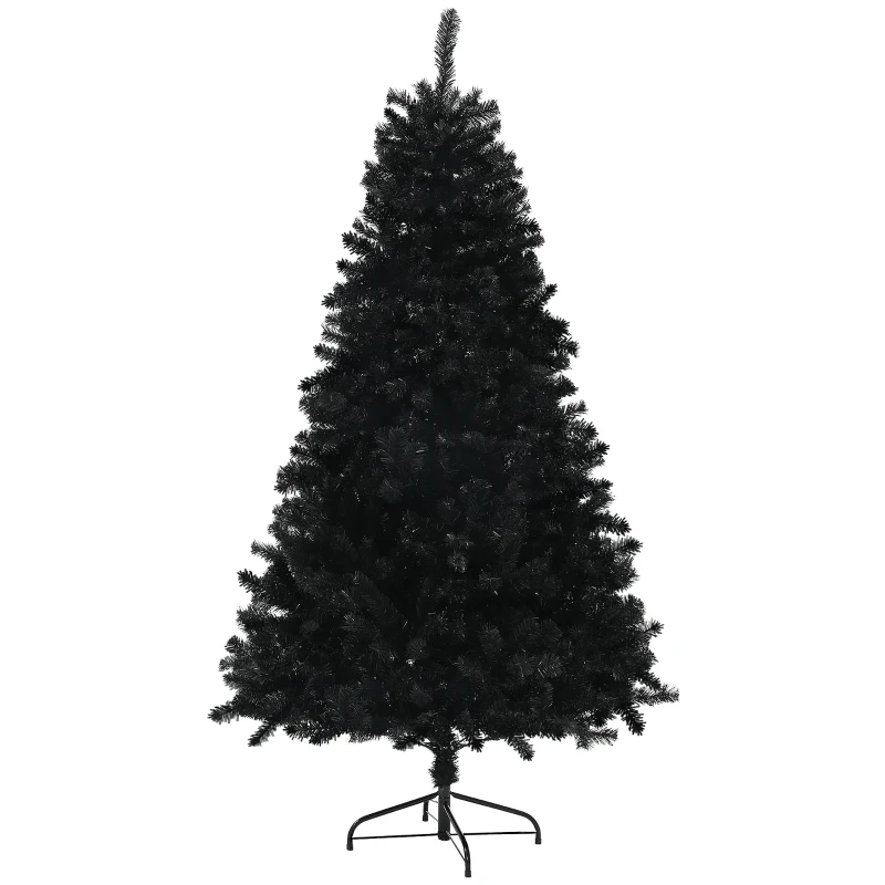 HOMCOM 5ft Artificial Christmas Trees with Auto Open and Steel Base, Black