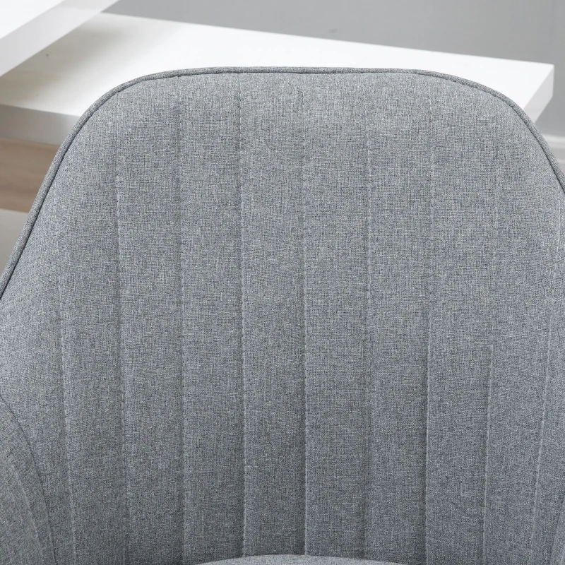 Vinsetto Mid-Back Task Chair, Fabric Home Office Chair, Swivel Desk Chair with Tub Shape Design & Lined Pattern Back for Living Room, Bedroom, Gray