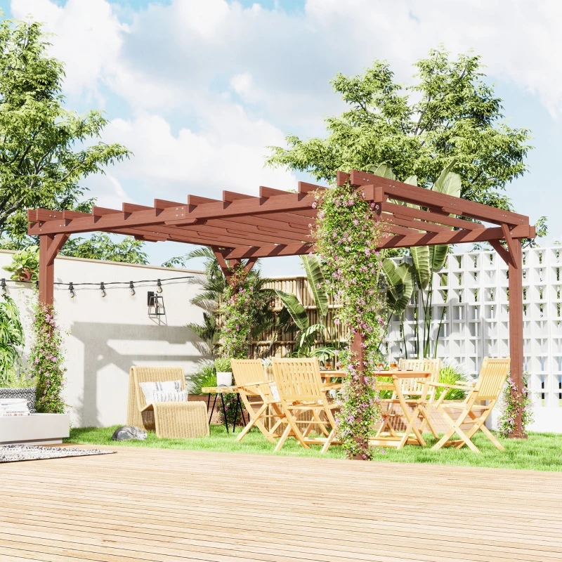 Outsunny 11' x 12.5' Outdoor Wood Pergola with Grape Trellis for Patio, Deck, Backyard, Lawn