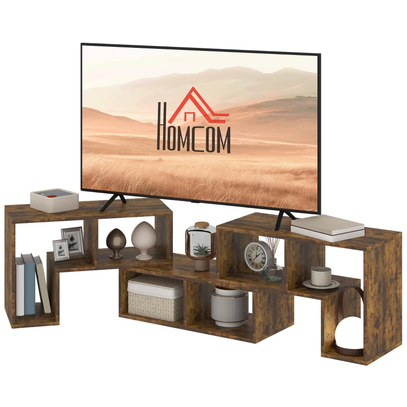 HOMCOM TV Stand for TVs up to 75", 3-Piece Modular TV Console with Open Storage Shelves, Rustic Brown