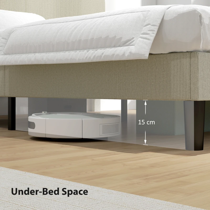 HOMCOM King Size Bed Frame with Adjustable Upholstered Headboard Platform Bed Frame Wood Slat Support Noise Free Light Grey