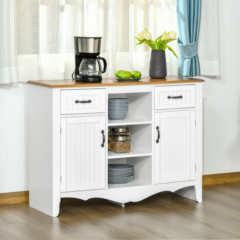 HOMCOM 42" Sideboard Buffet Cabinet, Accent Kitchen Cabinet with Storage Drawers and Adjustable Shelves for Living Room, White