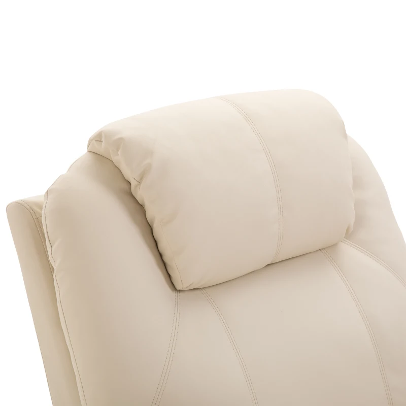 HomCom Faux Leather Heated Massage Recliner Chair with Remote - Cream White
