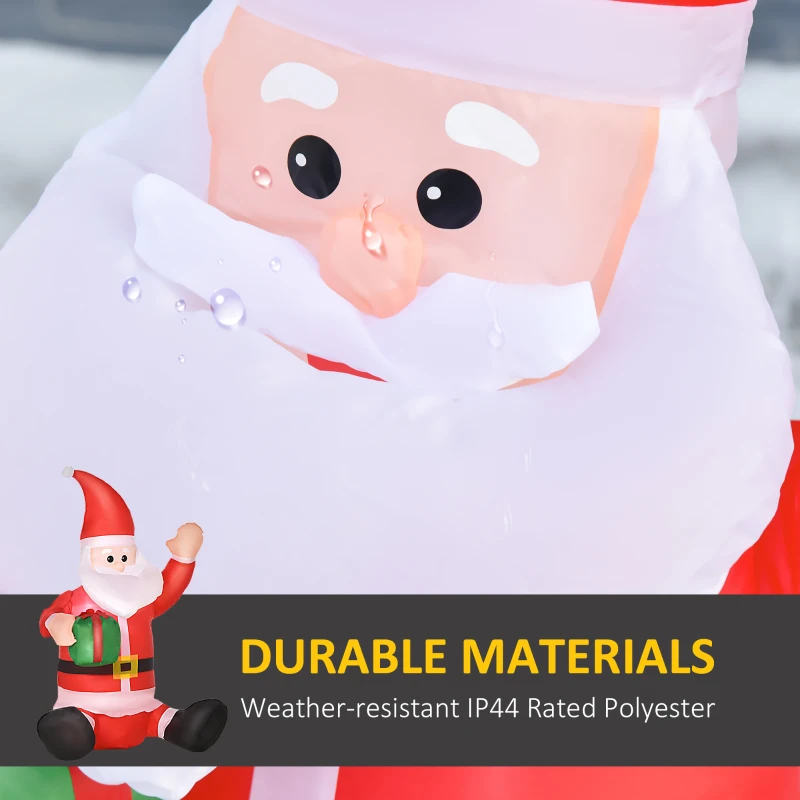 HOMCOM 3.9ft Outdoor Christmas Lighted Inflatable Santa Claus with Gift Box