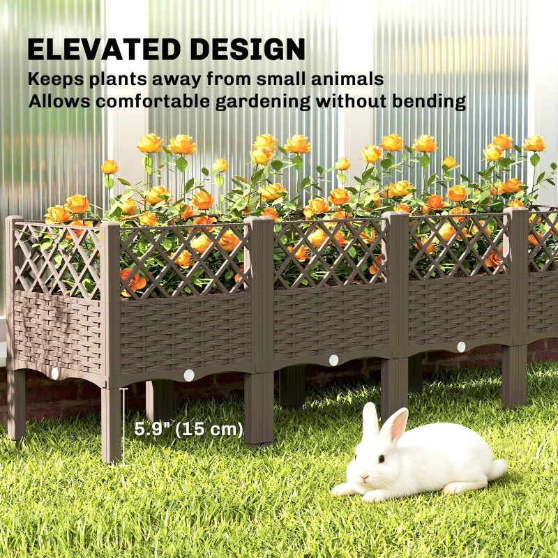 Outsunny Raised Garden Bed with Legs, Self Watering Elevated Planter Boxes with Drainage Holes, 63" x 15.7" x 20.3"