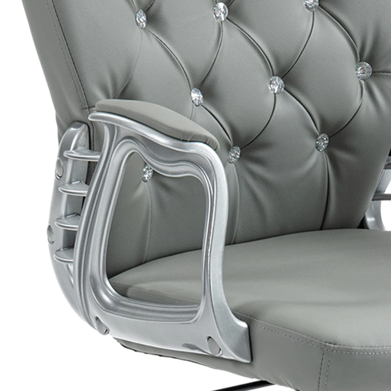 Vinsetto Button Tufted Desk Chair, Home Office Chair with Padded Armrests, Adjustable Height and Swivel Wheels, Gray