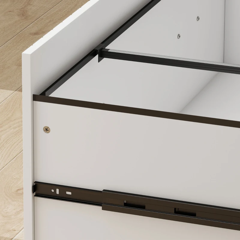 HOMCOM Lateral Office Filing Cabinet, 1-Drawer File Cabinet with Open Storage Shelves, Adjustable Hanging Bars, White