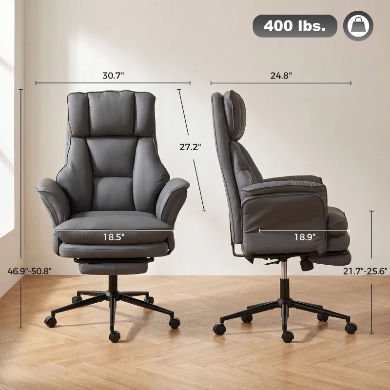 HOMCOM Cross Legged Office Chair w/ Footrest, 396 lbs Reclining Computer Desk Chair w/ High Back, Flip-up Armrests, Dark Gray